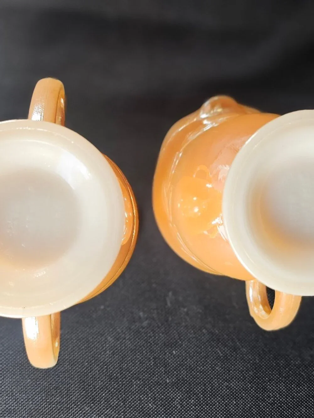 Fire King Peach Luster Laurel Leaf Creamer And Sugar Bowl Set Anchor Hocking